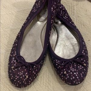 Jimmy choo purple rhinestone flats